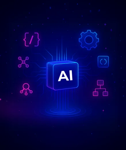 Custom AI model development with an AI cube and code.