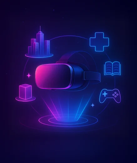Custom AR/VR experience design with a headset.