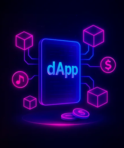 AI cube with code for decentralized app development.