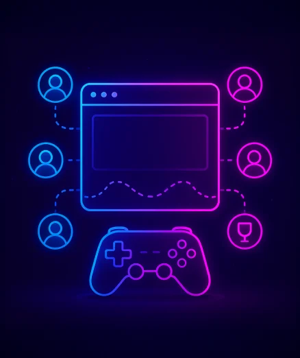 Multiplayer and Real-time Game Systems, where a controller connects to user icons.