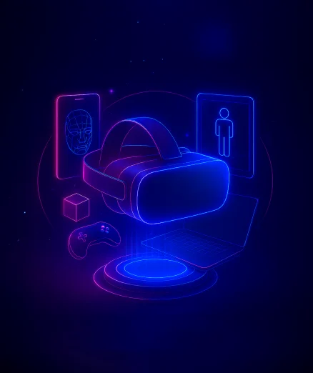 Cross-platform AR/VR development with a glowing VR headset
